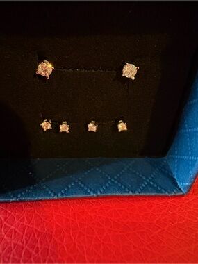 Sterling Silver Clear Moissanite Stud Earring Set - White